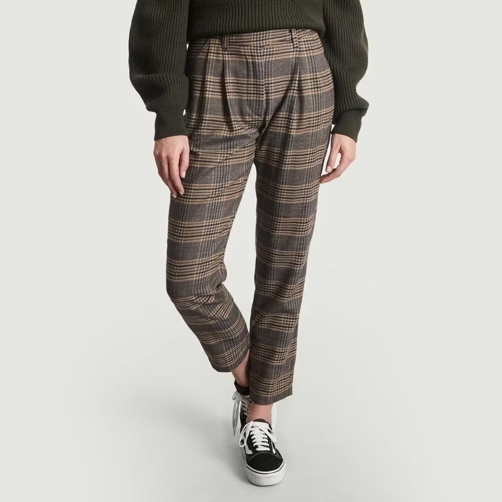 Sessùn - Jonlord Tailored Plaid Wool Trousers - Brown / Navy / Camel Plaid
